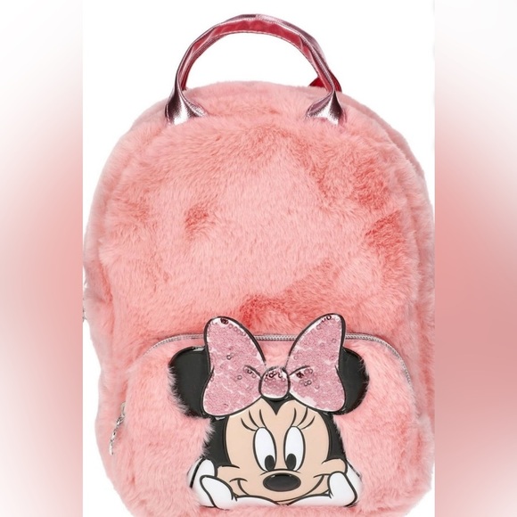 Disney Handbags - NWT Disney Minnie Mouse faux fur mini back pack